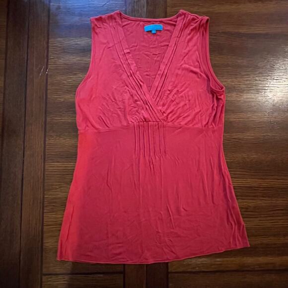 CABLE & GAUGE Super Soft Red Orange Sleeveless Ruched Tank Top Size Small - Picture 7 of 8